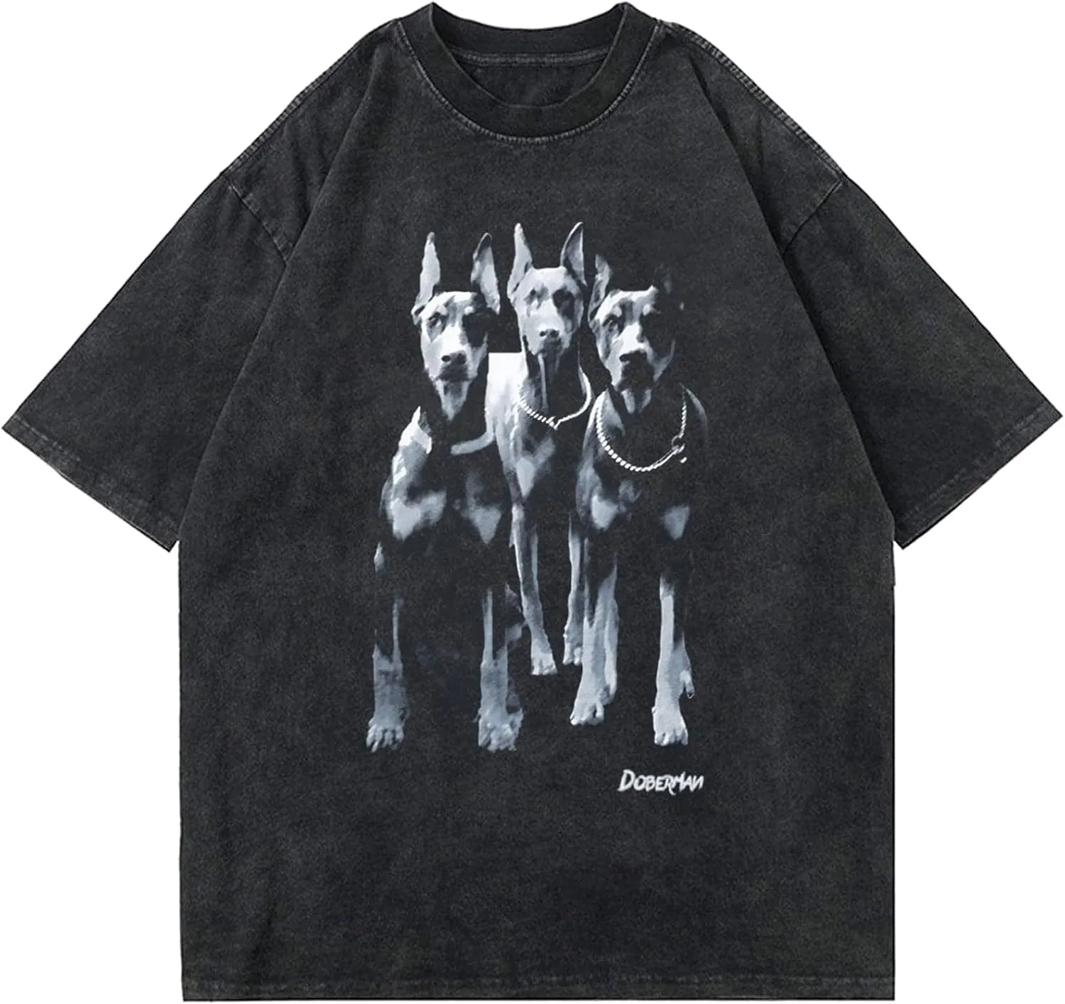 Aelfric Eden Graphic Tees Men Oversized Doberman Shirt Washed Vintage Streetwear Casual Summer Tops T-Shirt Unisex