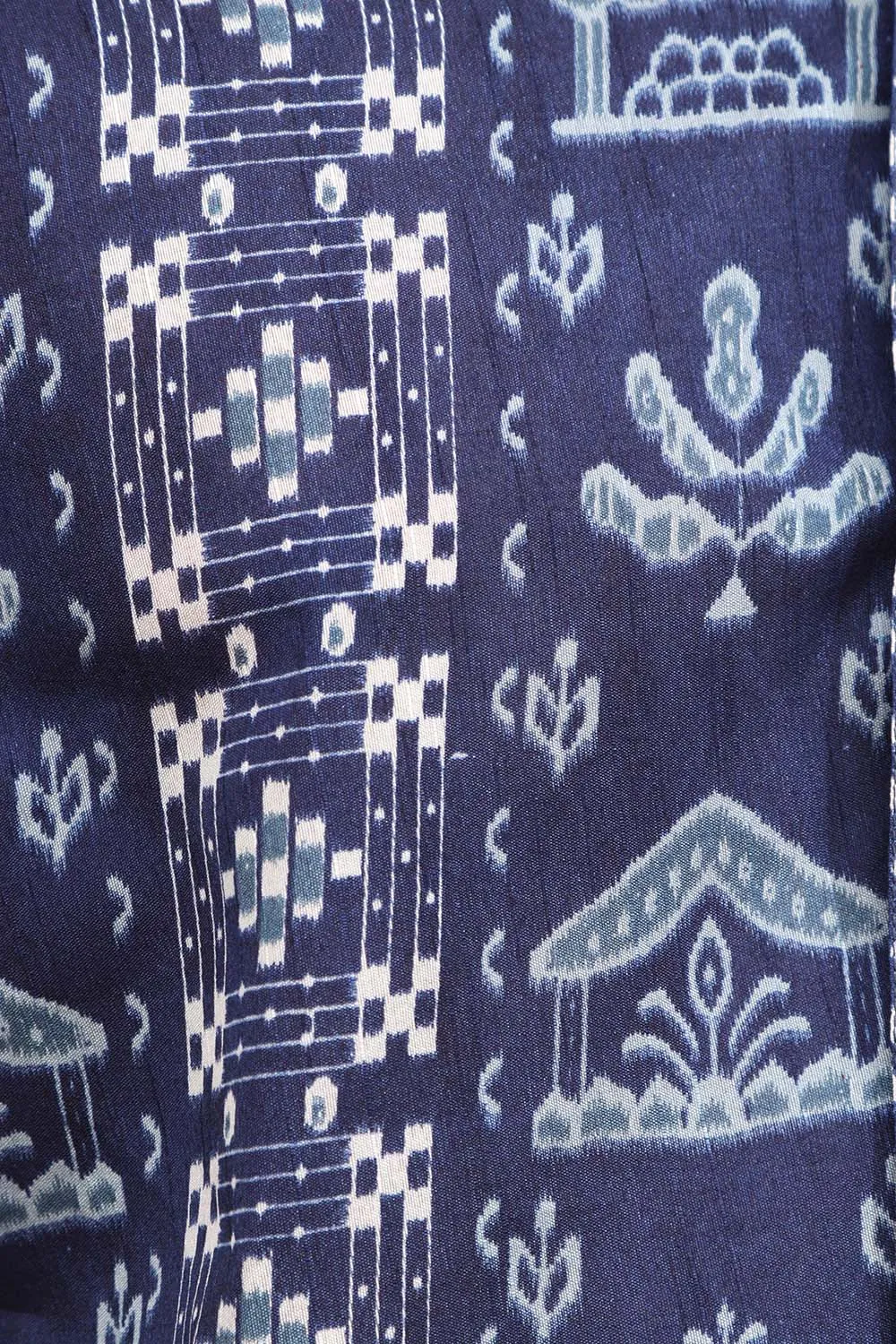 Blue Silk Sambalpuri Print Shirt: Digital Printed