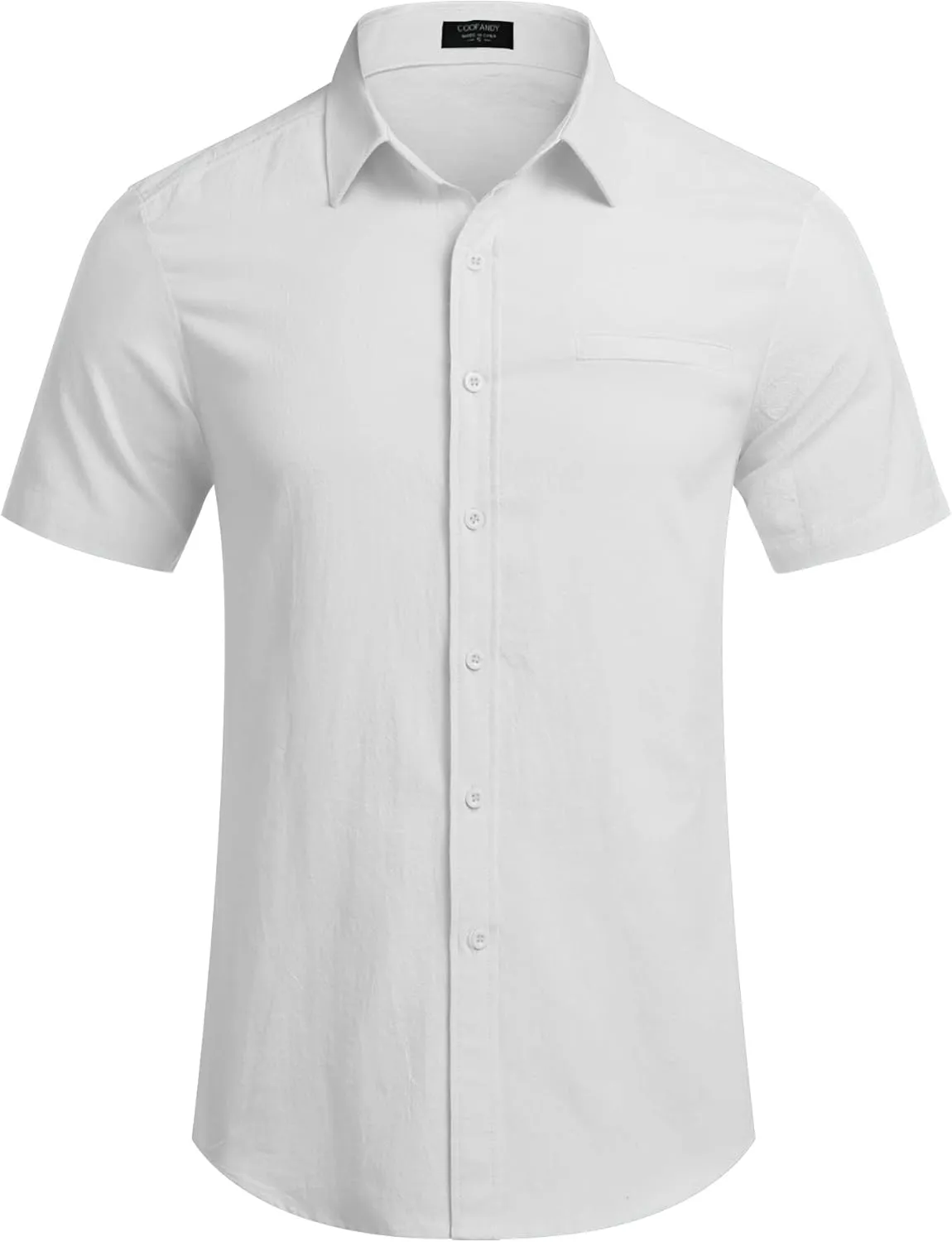 COOFANDY Mens Casual Linen Shirt Short Sleeve Button Down Shirt Summer Beach Hawaiian Shirts