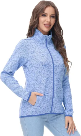 COZZIPLUS Women Zip Up Sweater Jacket with Fleece Interior, Warm Knitted Fleece Jacket with Pockets