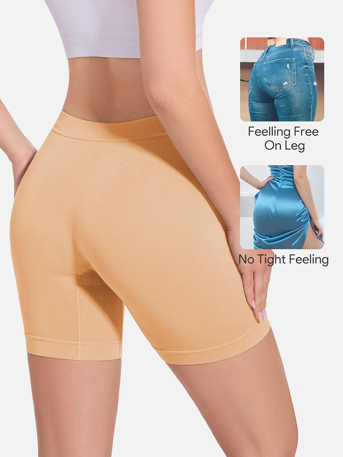 HBselect Cotton Boxer Shorts Underwear Boy Shorts Panties Anti Chafing Yoga Bike Shorts 4 Pack (Regular & Plus Size)