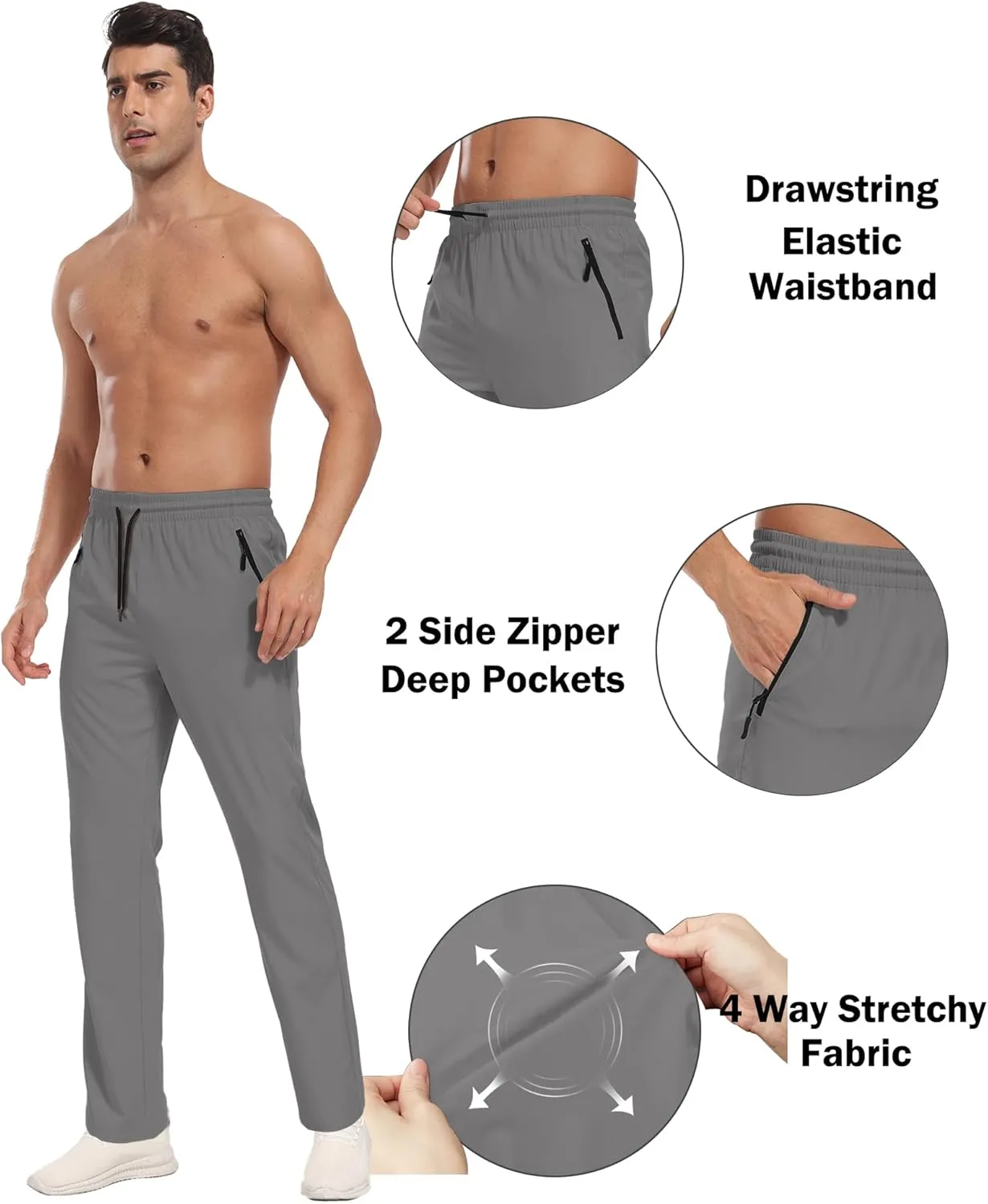Hiking Pants Men Cargo Pants Water Resistant Lightweight Work Casual Pants Joggers with Zipper Pockets Outdoor HH24019M