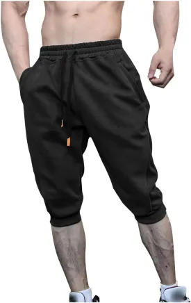 Mens Capri Workout Pants 3/4 Jopggers Sports Shorts Gym Hiking Gear Lightweight Quick Dry Beach Outfits Summer 2025