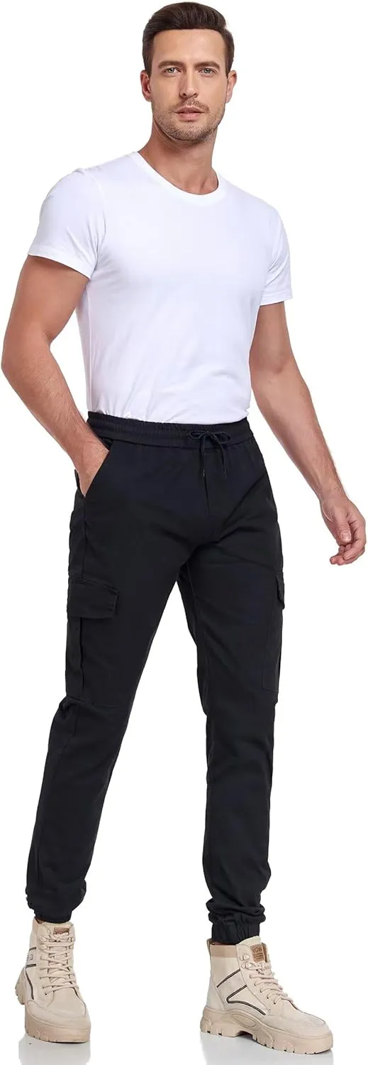 Mens Cargo Pants Hiking Pants Men Elastic Waist Outdoor Casual Water Resistant Joggers Pants with Pockets
