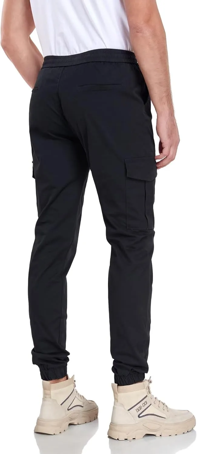 Mens Cargo Pants Hiking Pants Men Elastic Waist Outdoor Casual Water Resistant Joggers Pants with Pockets