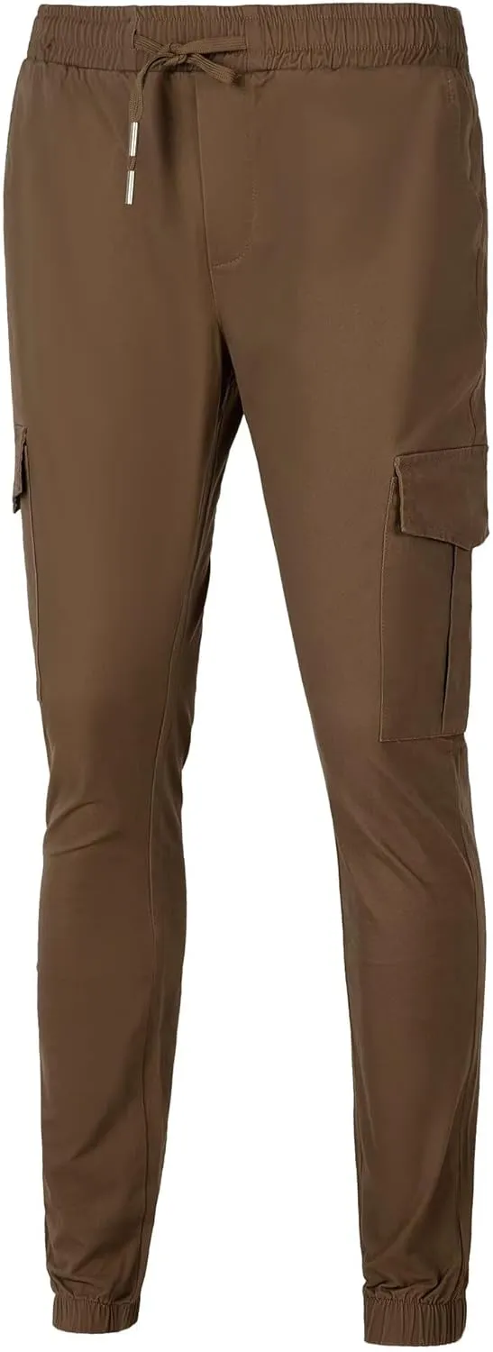 Mens Cargo Pants Hiking Pants Men Elastic Waist Outdoor Casual Water Resistant Joggers Pants with Pockets