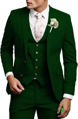Men's Casual Suit 3 Pieces Slim Fit Wedding Tuxedo Suit Notch Lapel Blazer Vest Pants Formal Business Suits for Men
