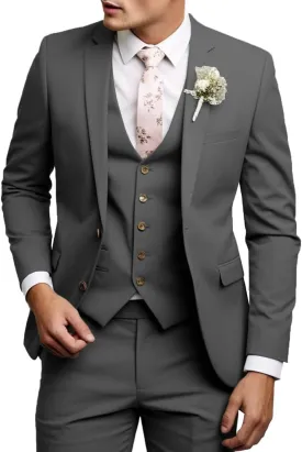 Men's Casual Suit 3 Pieces Slim Fit Wedding Tuxedo Suit Notch Lapel Blazer Vest Pants Formal Business Suits for Men