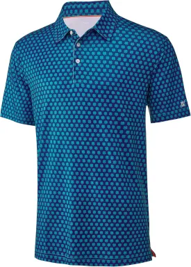 Mens Golf Shirt Short Sleeve Dry Fit Print Moisture Wicking Performance Patterns Collared Polo Shirt