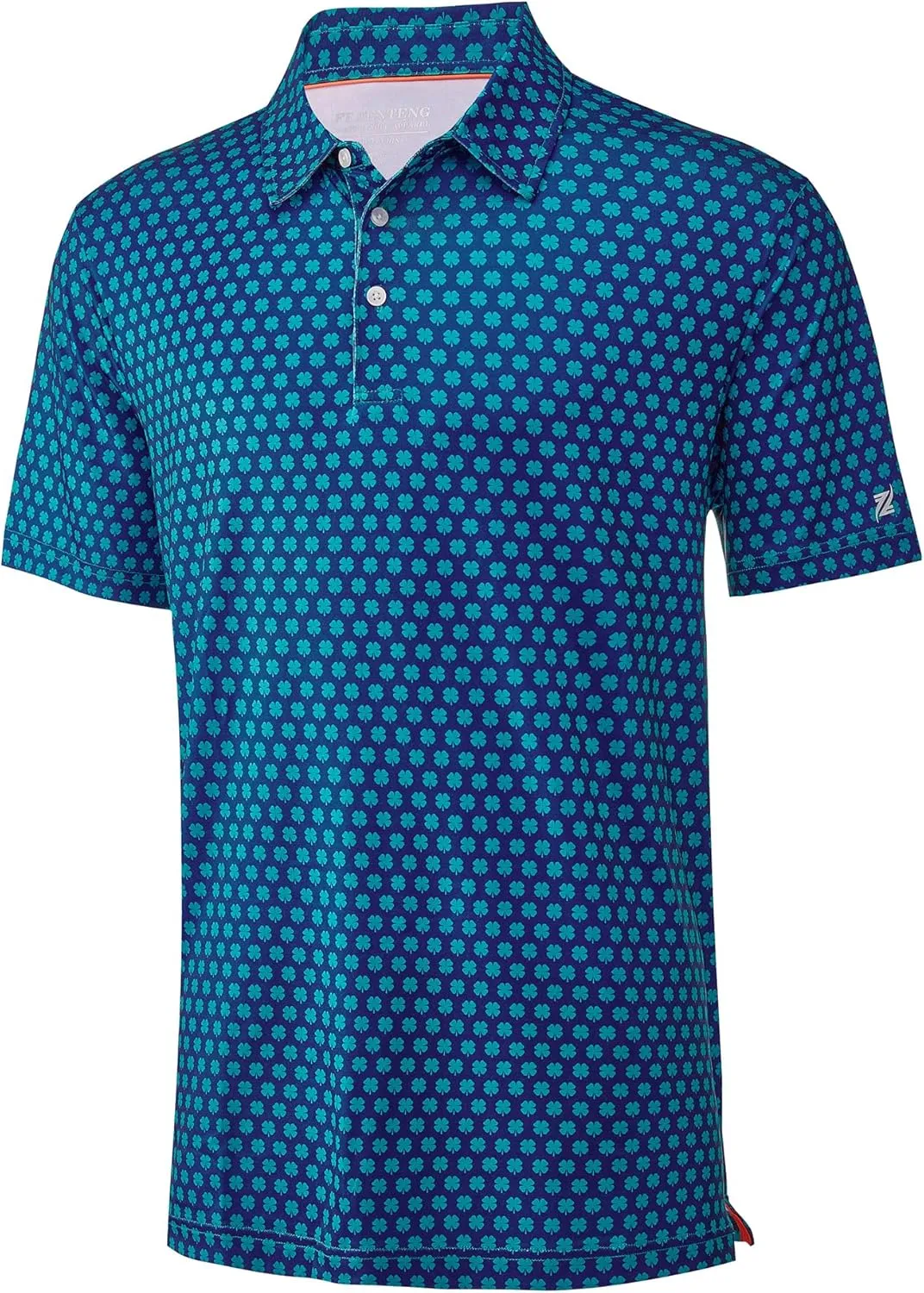Mens Golf Shirt Short Sleeve Dry Fit Print Moisture Wicking Performance Patterns Collared Polo Shirt