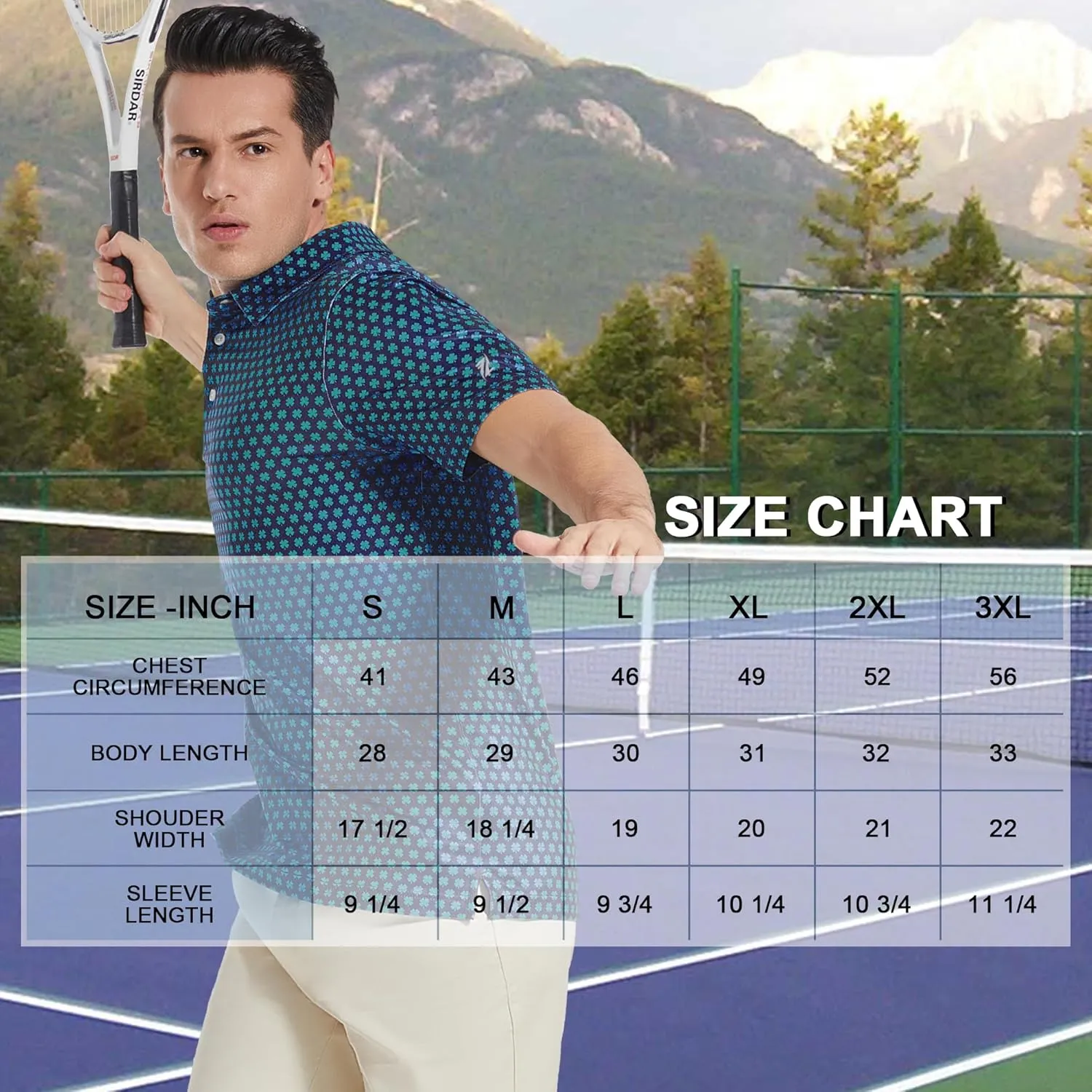 Mens Golf Shirt Short Sleeve Dry Fit Print Moisture Wicking Performance Patterns Collared Polo Shirt