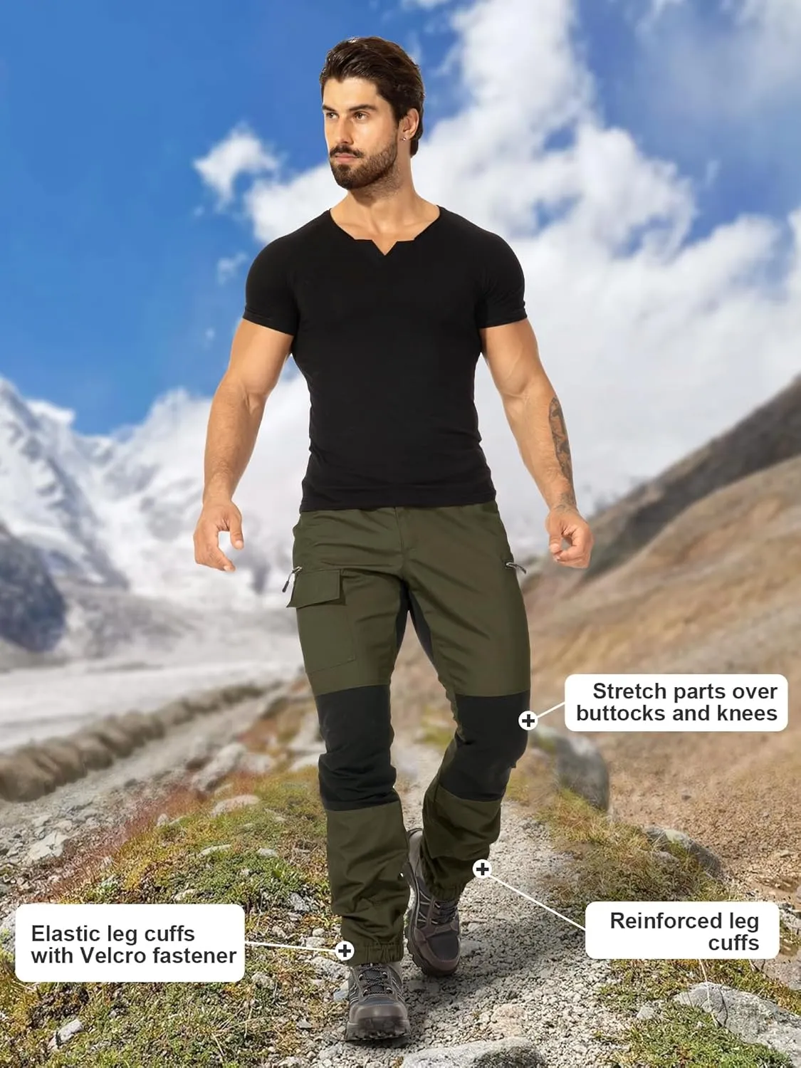Mens Hiking Pants Cargo Work Pants Ripstop Durable Tactical Camping Travel Outdoor Safari Pants