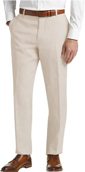 Men's Linen Pants Lightweight Classic Regular Fit Dress Suit Pants for Men Spring Summer