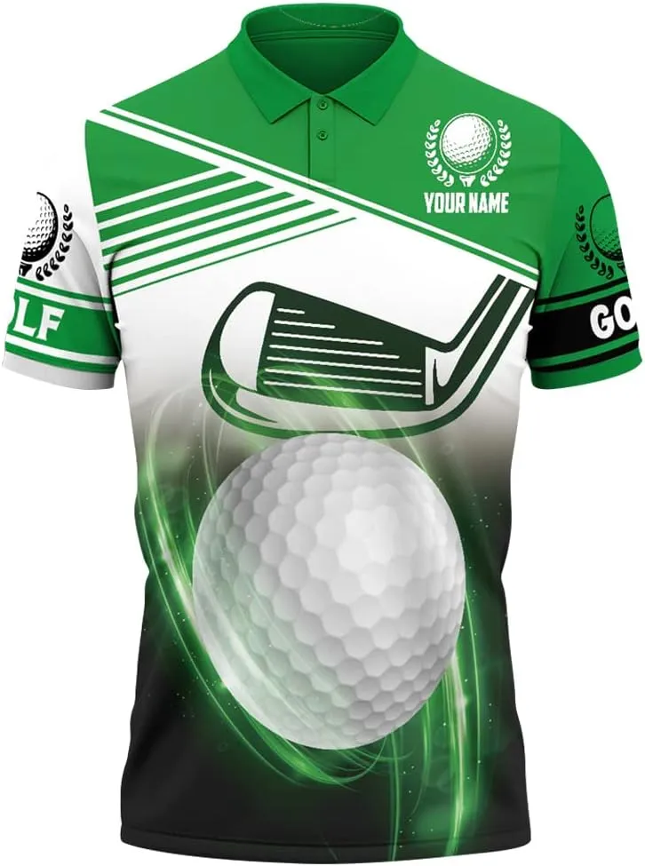 Personalized Funny Golf Polo Shirt for Men Proud Golf American Flag Polo Shirt, Custom Name and Team Name Golf Polo Shirt