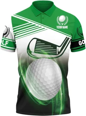 Personalized Funny Golf Polo Shirt for Men Proud Golf American Flag Polo Shirt, Custom Name and Team Name Golf Polo Shirt