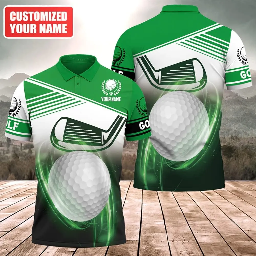 Personalized Funny Golf Polo Shirt for Men Proud Golf American Flag Polo Shirt, Custom Name and Team Name Golf Polo Shirt