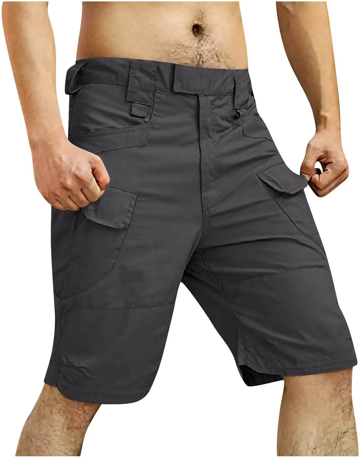 Tactical Shorts for Men Flex Waist Relaxed Fit Work Cargo Shorts Waterproof Hunting Fishing Shorts with Pockets