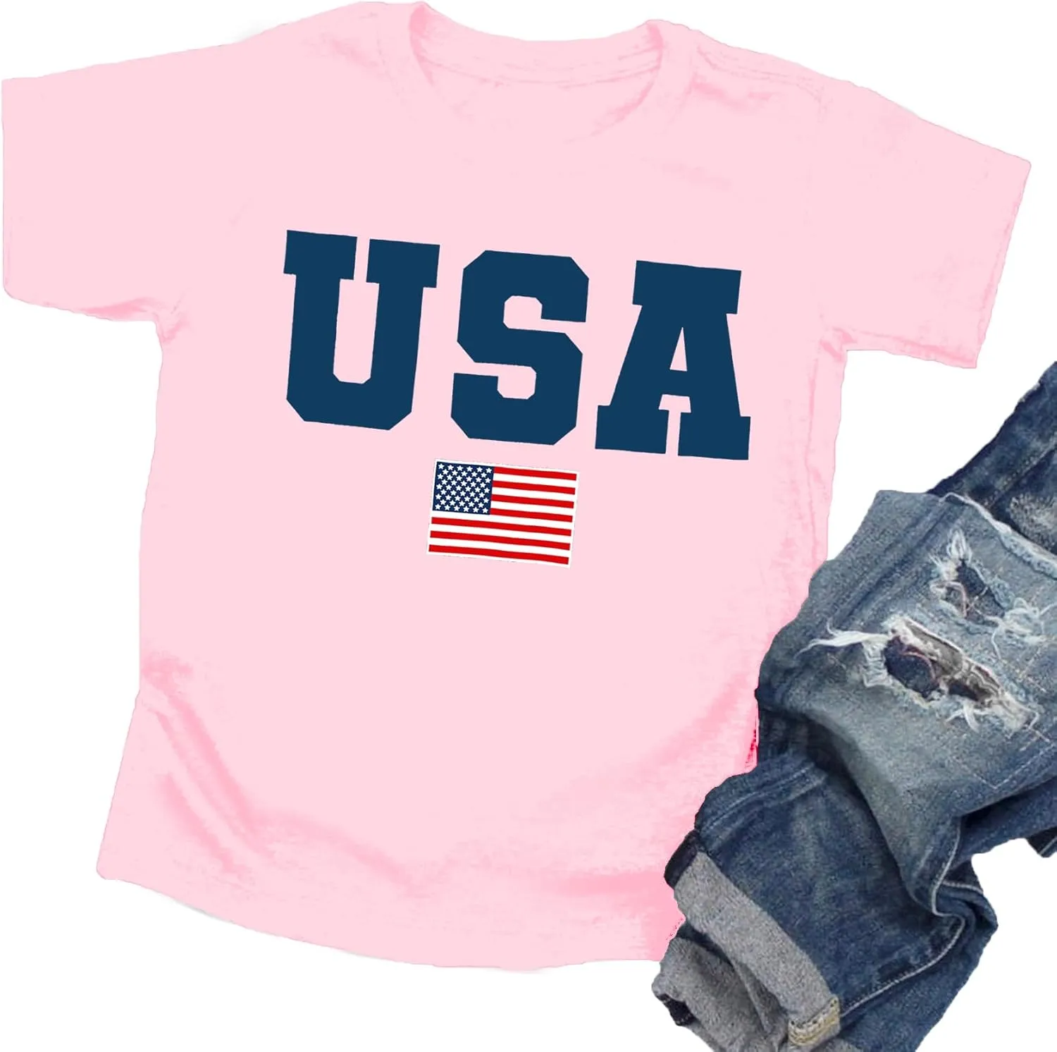USA Shirt Toddler Boys Girls American Flag Tshirt 4th of July Shirt Kids Patriotic Tee Tops