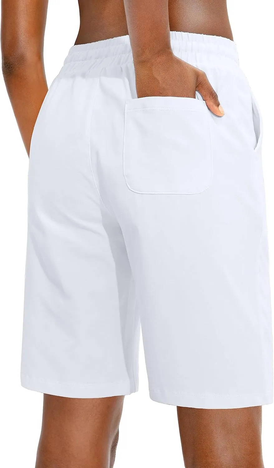 Viodia Women's Bermuda 10" Long Shorts with Pockets Cotton Sweat Shorts Jersey Knee Length Shorts for Summer