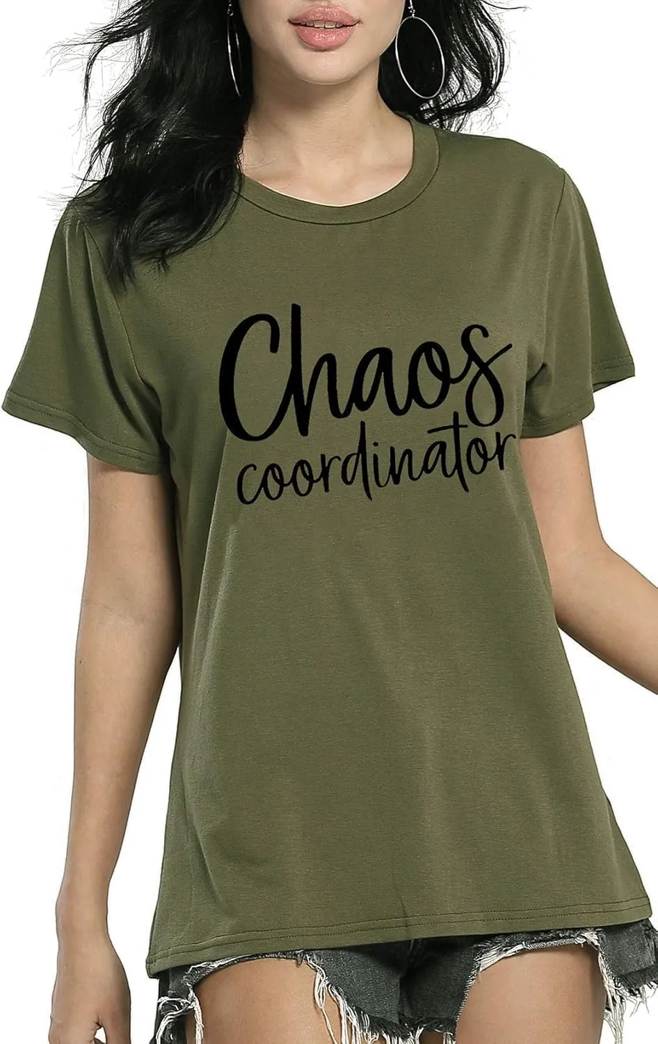 Women Chaos Coordinator Letter Printed T-Shirt Funny Short Sleeve Tops Tee Shirt
