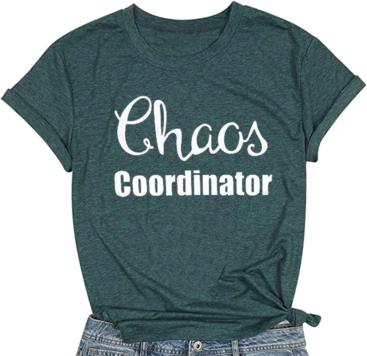 Women Chaos Coordinator Letter Printed T-Shirt Funny Short Sleeve Tops Tee Shirt