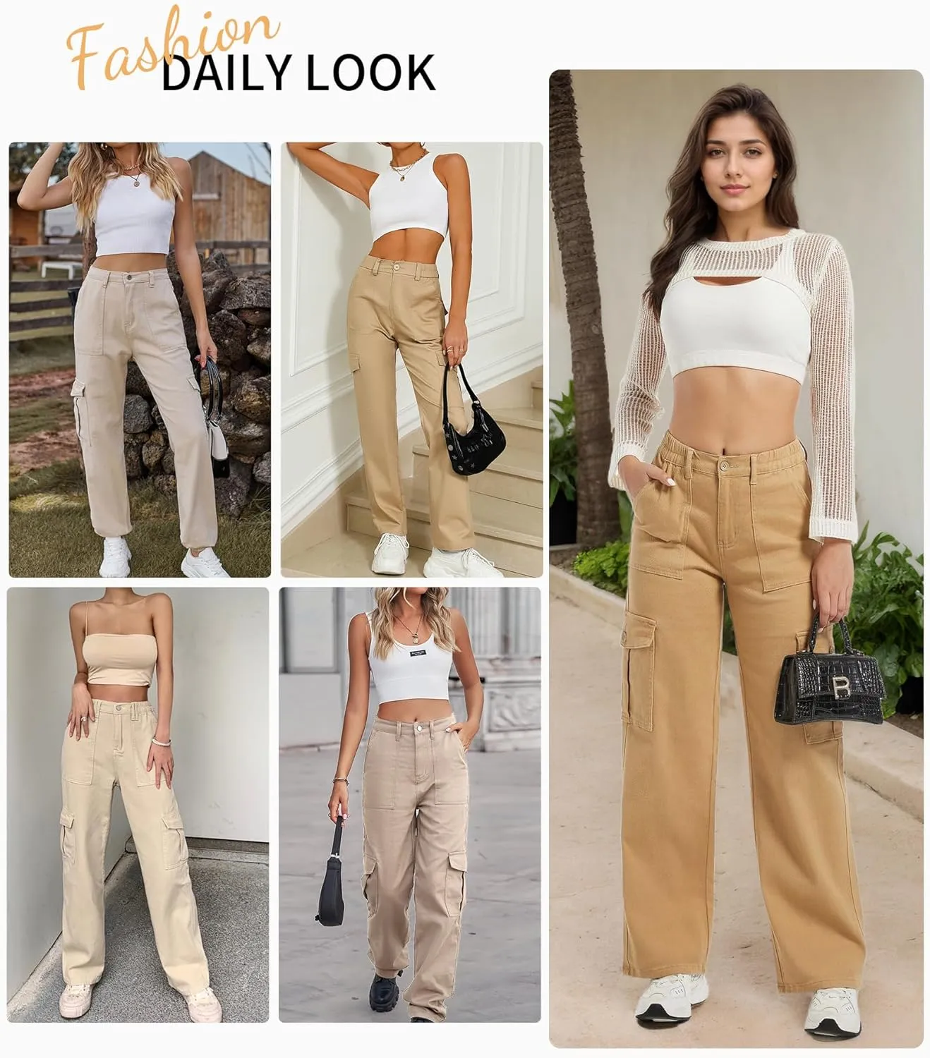 Womens Wide Leg Jeans, High Waisted Baggy Straight Leg Jeans, Trendy Y2K Stretchy Cargo Pants for Daily Wear